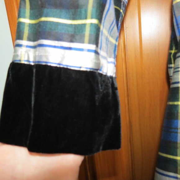 VTG Eileen West Couture Queen Anne's Lace Silk Velvet Trim Plaid Robe Size Large - Picture 5 of 10